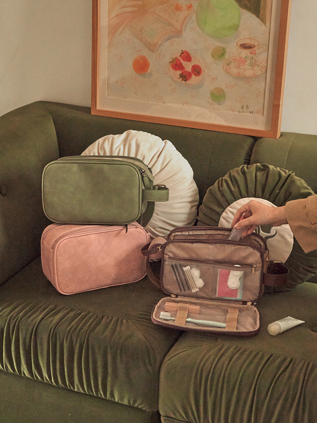 Elena Large Vegan Leather Toiletry Bag