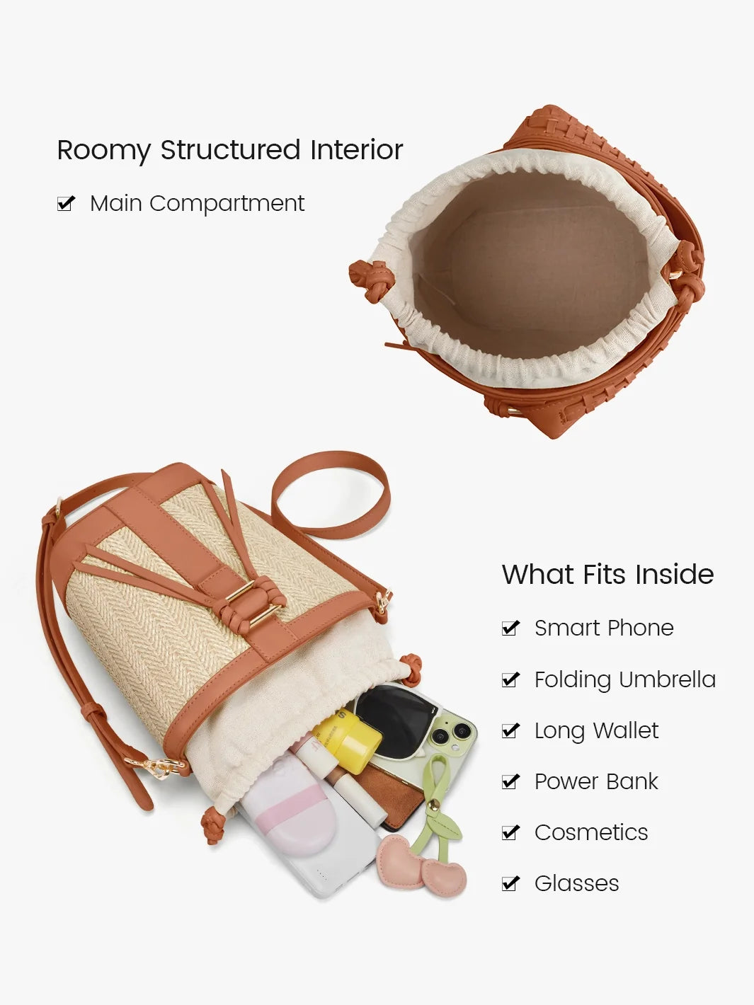 Marina Raffia Straw Bucket Bag