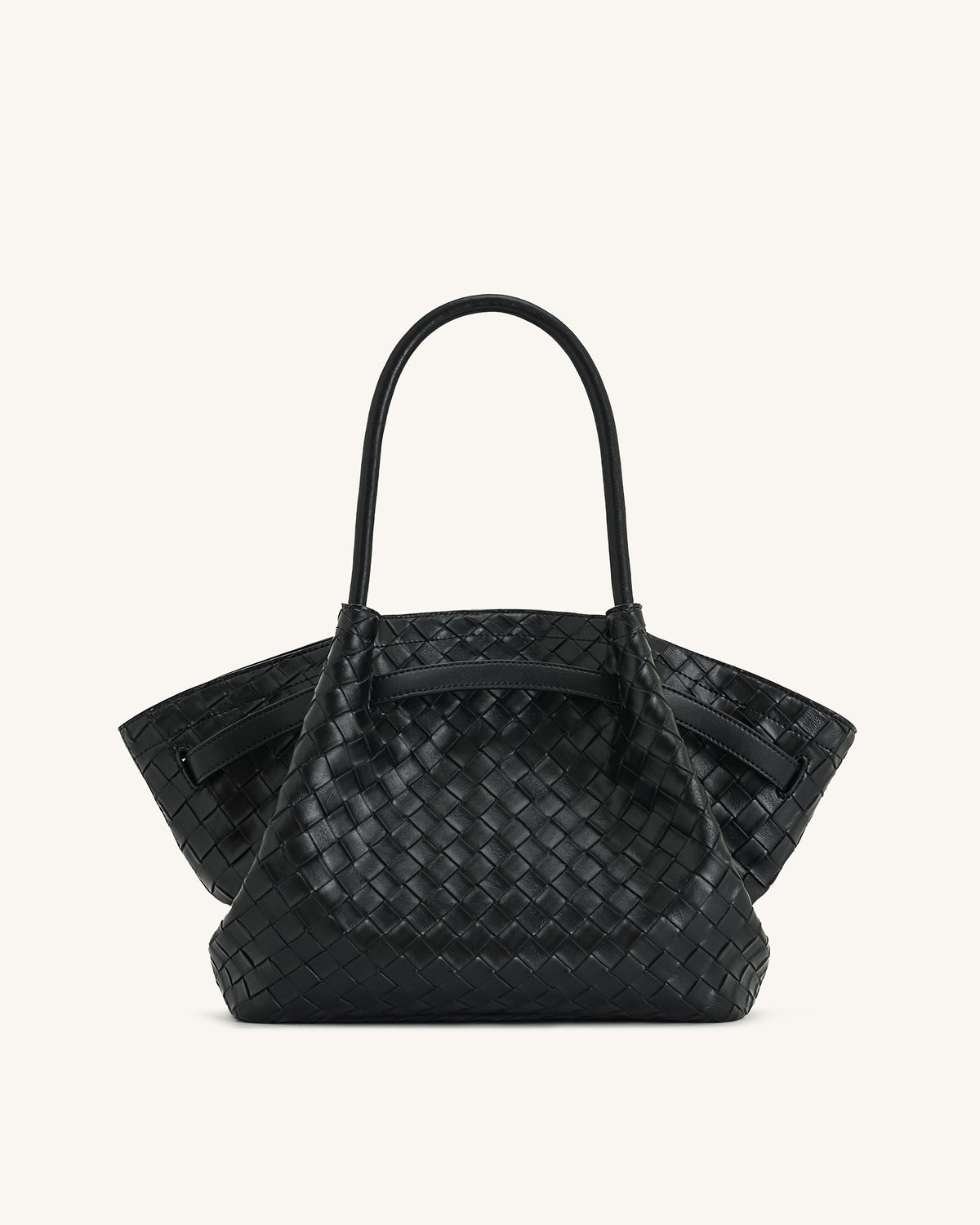 Hana Medium Weave Texture Tote Bag - Black